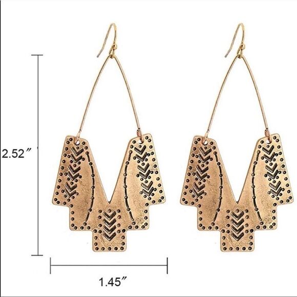 🎉HP🎉Asymmetrical Boho Geo Drop Dangle Earrings - Picture 2 of 3